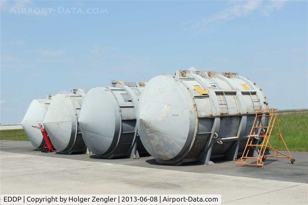 Leipzig/Halle Airport, Leipzig/Halle Germany (EDDP) - This shipping casks are used to transport AN 124 turbines from A to B....