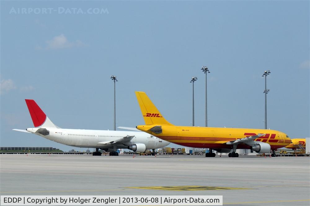 Leipzig/Halle Airport, Leipzig/Halle Germany (EDDP) - Fraternal twins on apron 4....
