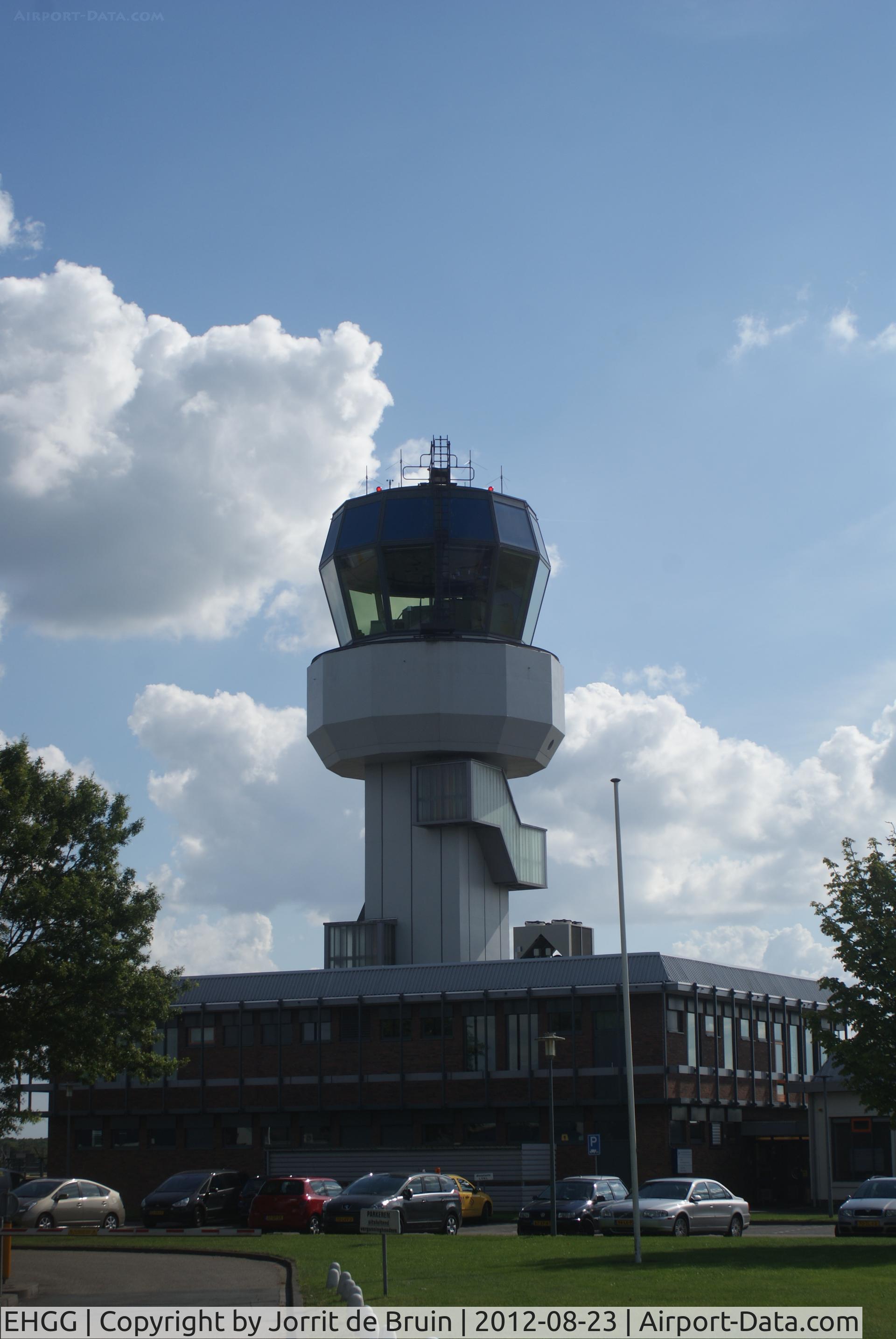 Groningen Airport Eelde, Eelde Netherlands (EHGG) - The control tower of Eelde airport. Because of the sunny weather it is busy at and around the airport, but when it is sunny also the sunblinds have been taken down.