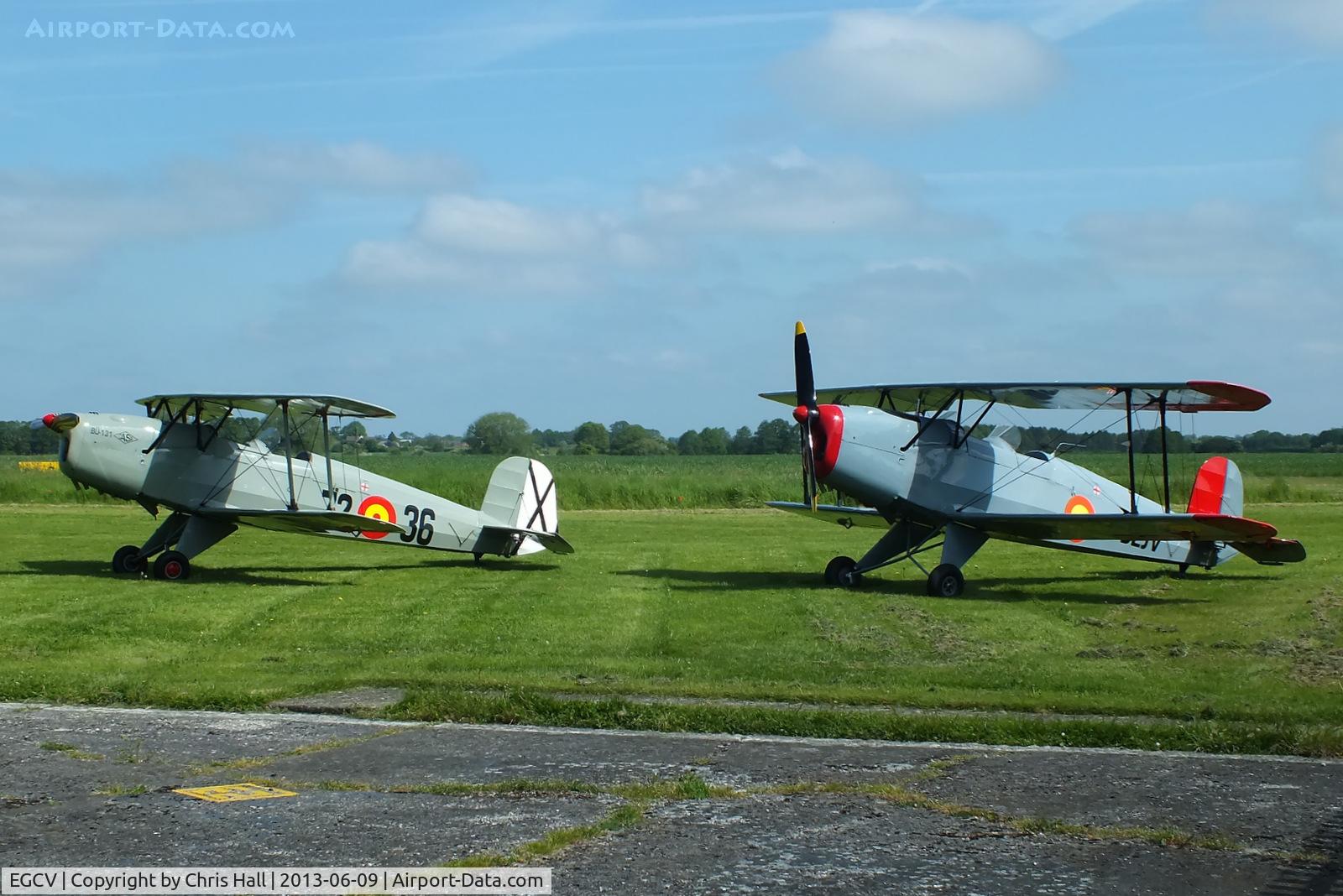 Sleap Airfield Airport, Shrewsbury, England United Kingdom (EGCV) - CASA 1-131E Jungmann's G-BZJV and G-CDJU at Sleap