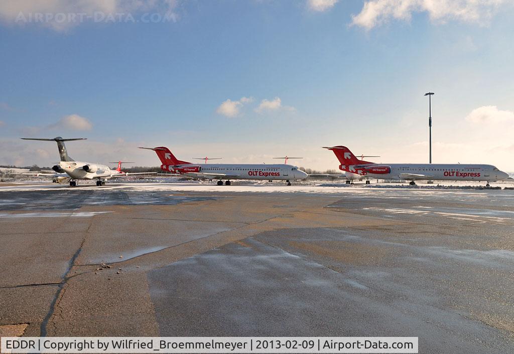 Saarbrücken Airport, Saarbrücken Germany (EDDR) - OLT Express Germany Fokker 100 Fleet stored at EDDR/SCN after bankruptcy.