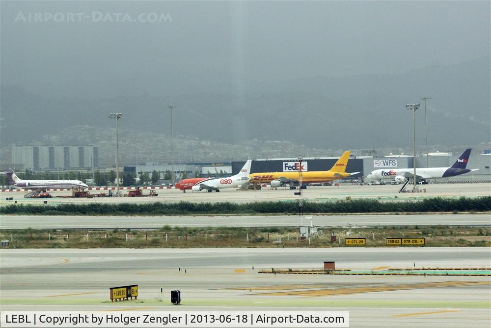 Barcelona International Airport, Barcelona Spain (LEBL) - View to cargo area.....