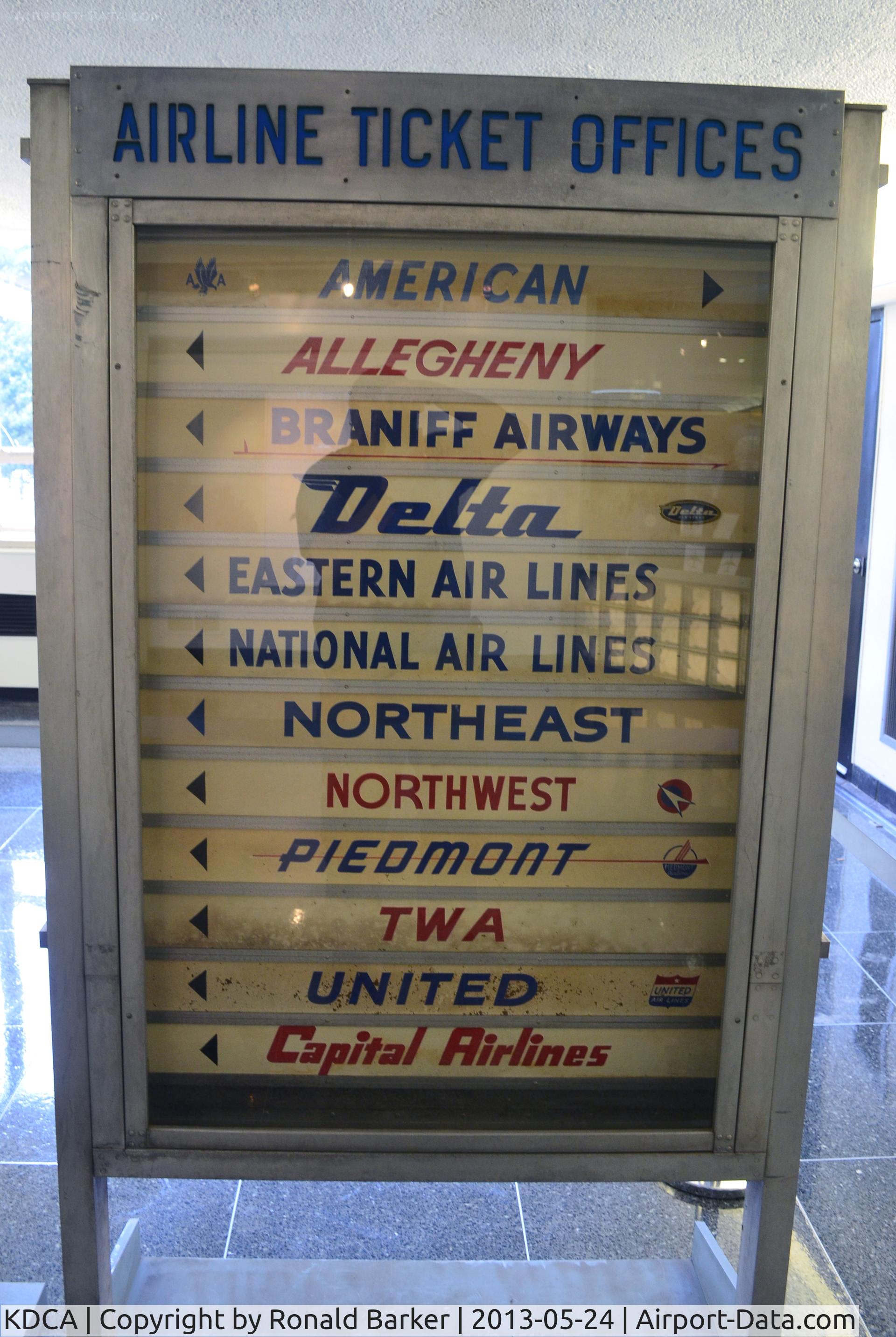 Ronald Reagan Washington National Airport (DCA) - Airline signs from the past at National Airport.  Of the 12 airlines, only American, Delta and United remain.