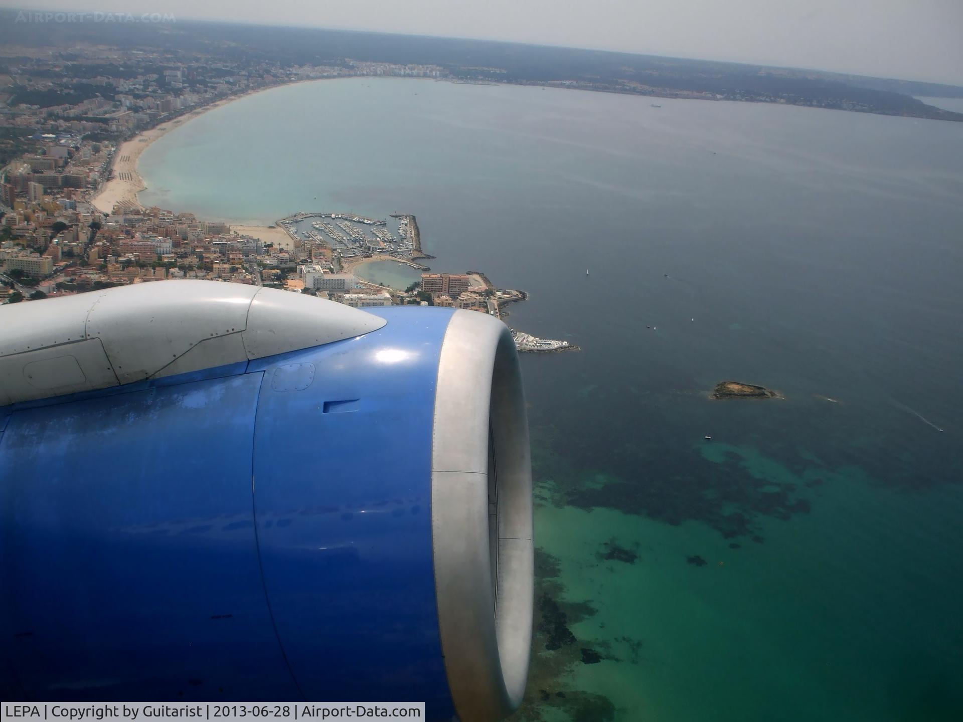 Palma de Mallorca Airport (or Son Sant Joan Airport), Palma de Mallorca Spain (LEPA) - Waving bye-bye to Palma on board G-LSAD en route MAN