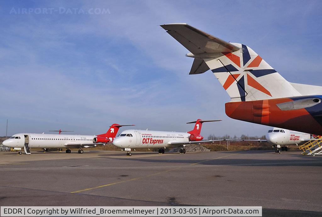 Saarbrücken Airport, Saarbrücken Germany (EDDR) - Some Fokker 100 waiting for new operator.