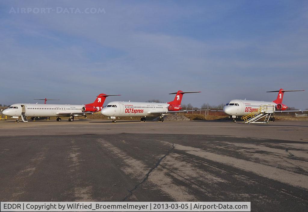 Saarbrücken Airport, Saarbrücken Germany (EDDR) - Three Fokker 100 waiting for a better future.