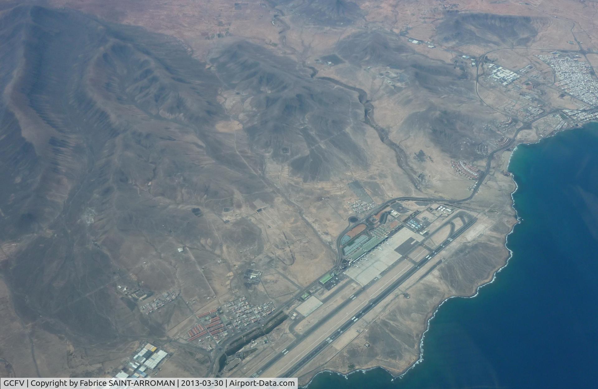 El Matorral Airport, Fuerteventura Spain (GCFV) - seen from above while flying towards Gran Canaria