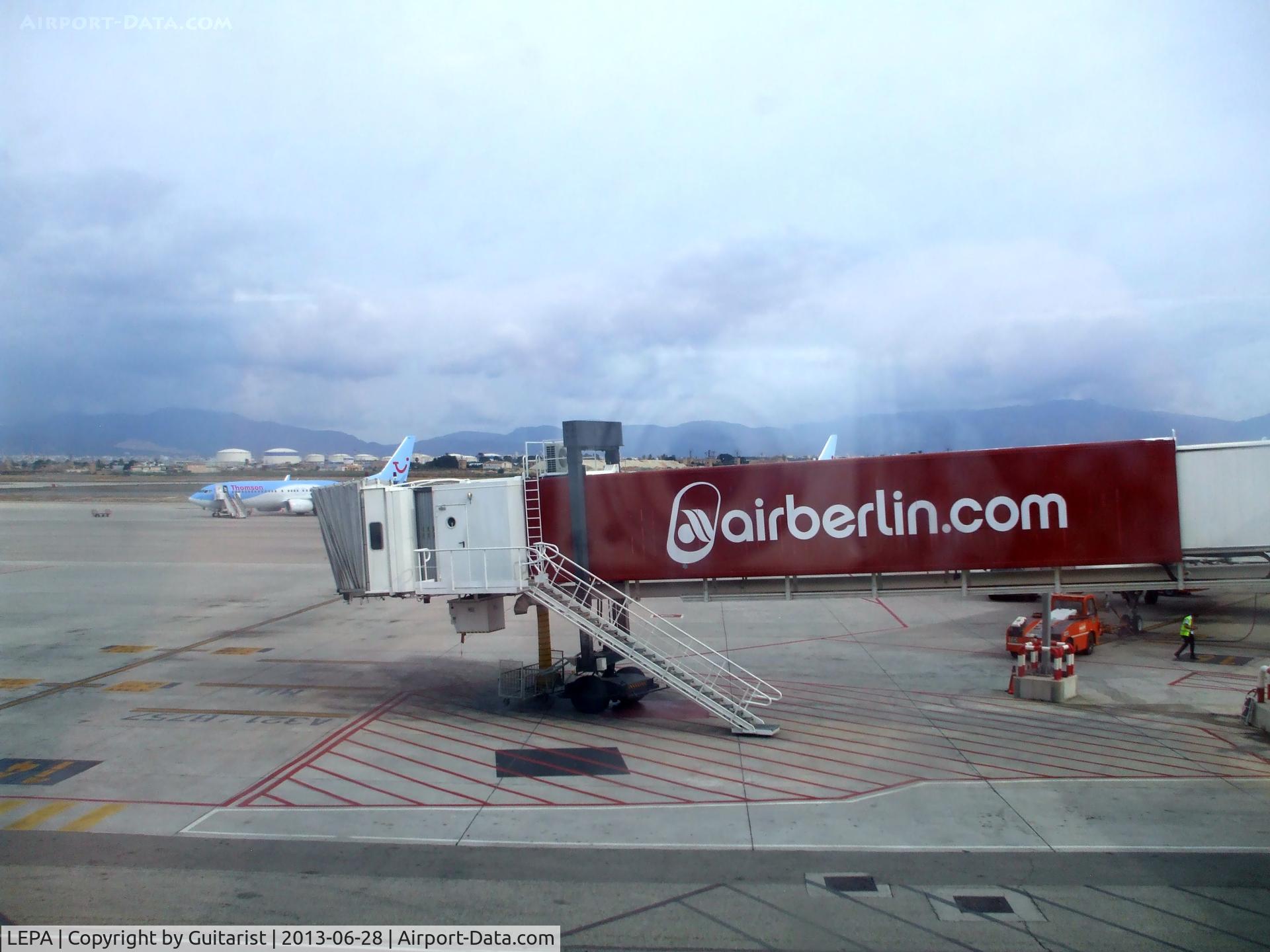 Palma de Mallorca Airport (or Son Sant Joan Airport), Palma de Mallorca Spain (LEPA) - One of the airbridges at Palma