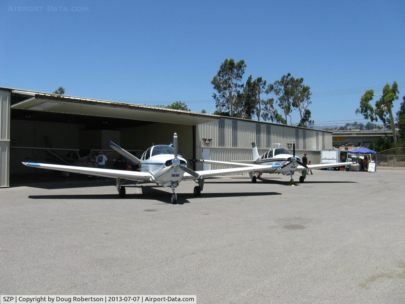 Santa Paula Airport (SZP) - Aviation Museum of Santa Paula, First Sunday Open House & Fly-In. Beech Bonanzas on display at Museum Ramp. 1964 N541DB S35 and 1967 N599DS E33A.