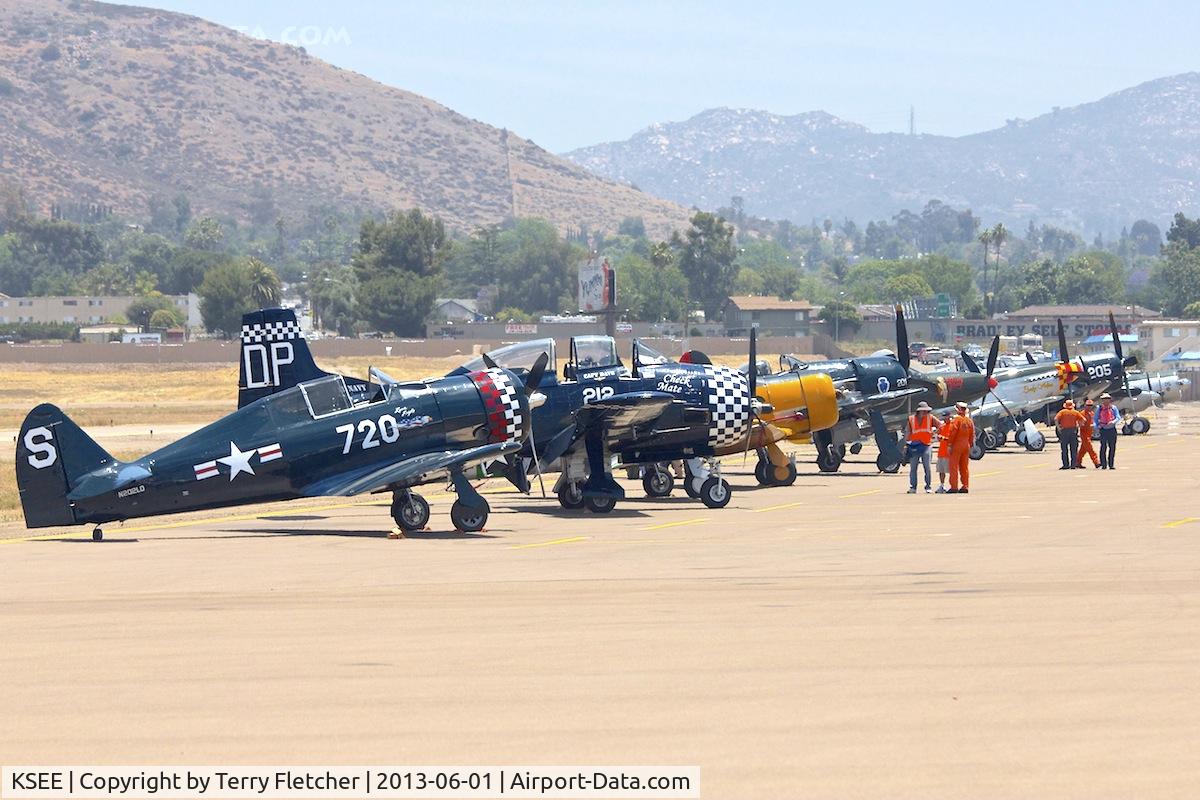 Gillespie Field Airport (SEE) - Warbirds line-up for 2013 Wings over Gillespie Airshow in San Diego