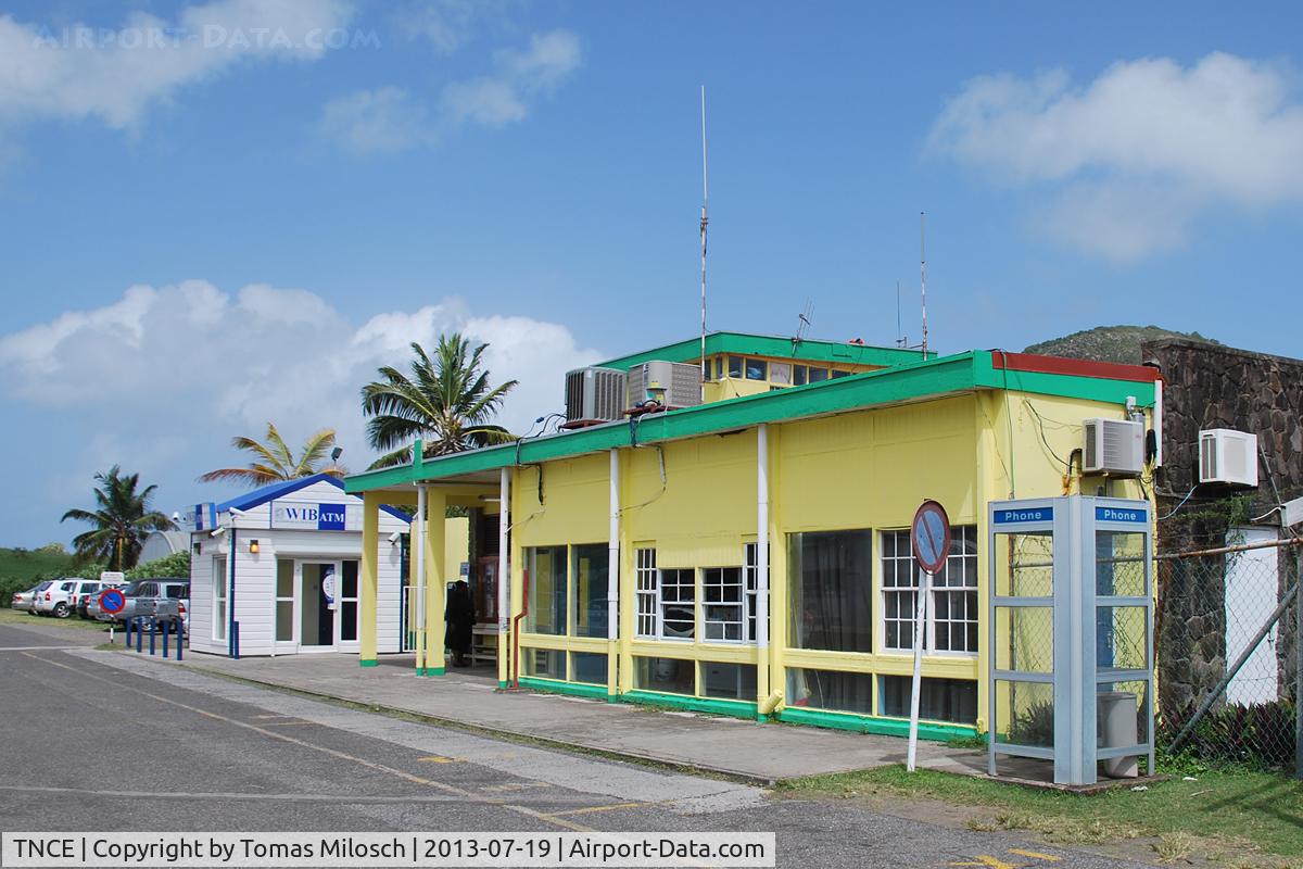 F.D. Roosevelt Airport – Sint Eustatius, Netherlands Antilles,  Netherlands Antilles (TNCE) - The airport building seen from outside.