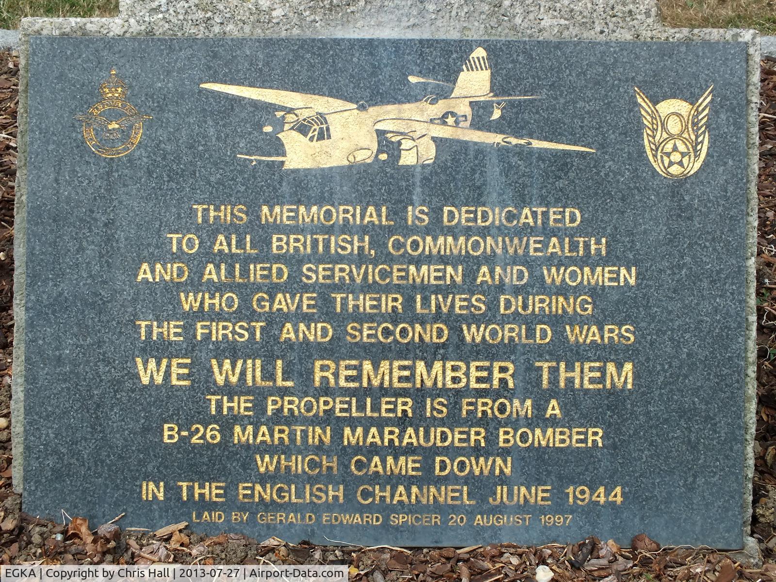 Shoreham Airport, Shoreham United Kingdom (EGKA) - memorial plaque at Shoreham Airport