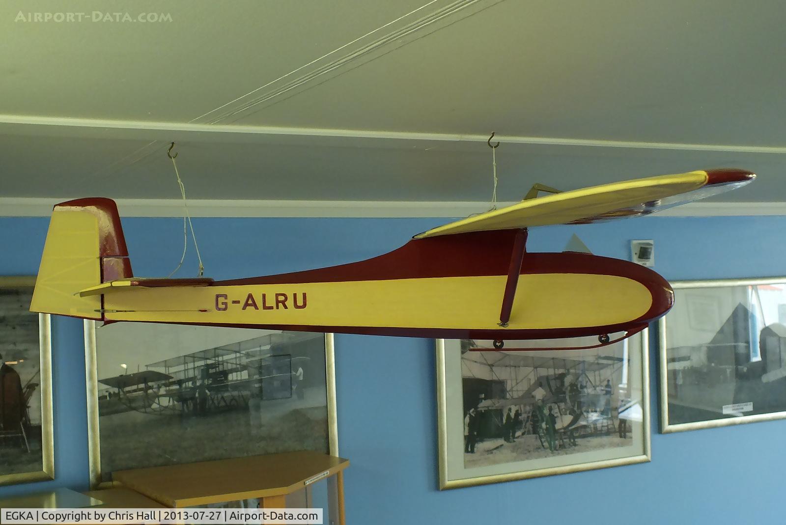 Shoreham Airport, Shoreham United Kingdom (EGKA) - large scale model of Eon Baby 3 glider in the Shoreham Airport visitors center