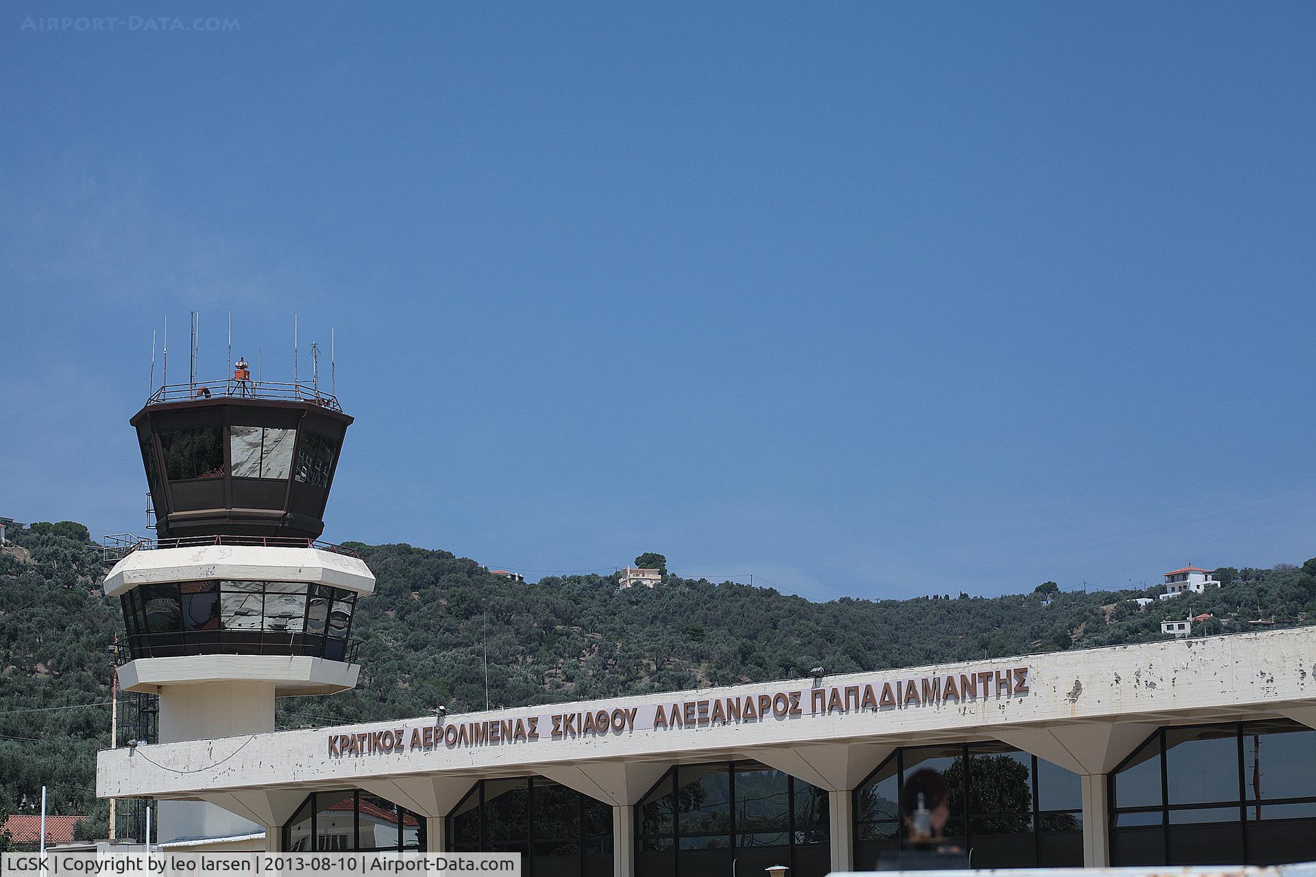 Skiathos Island National Airport, Skiathos Greece (LGSK) - Skiathos Greece shot from A319 OY-KBT duing T/O R-02 10.8.13
