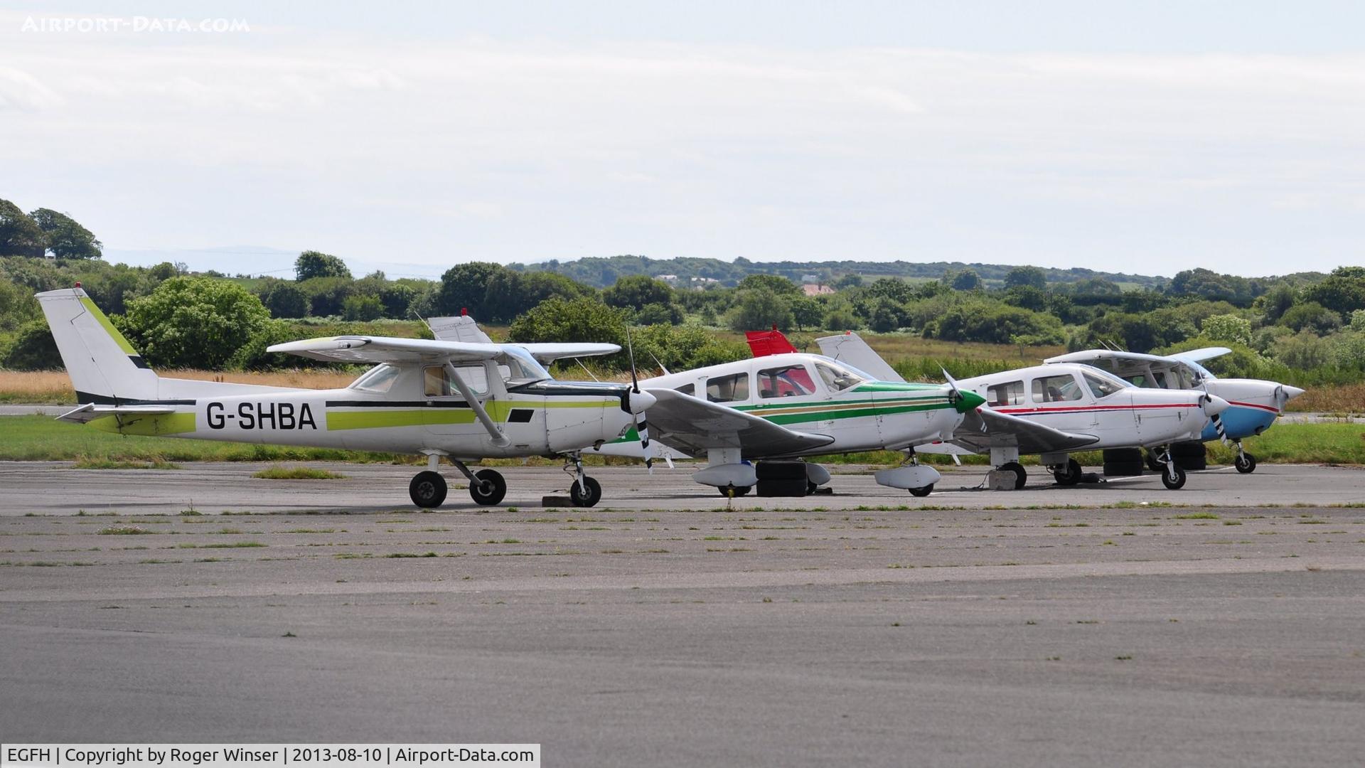 Swansea Airport, Swansea, Wales United Kingdom (EGFH) - Visiting aircraft on the apron.
