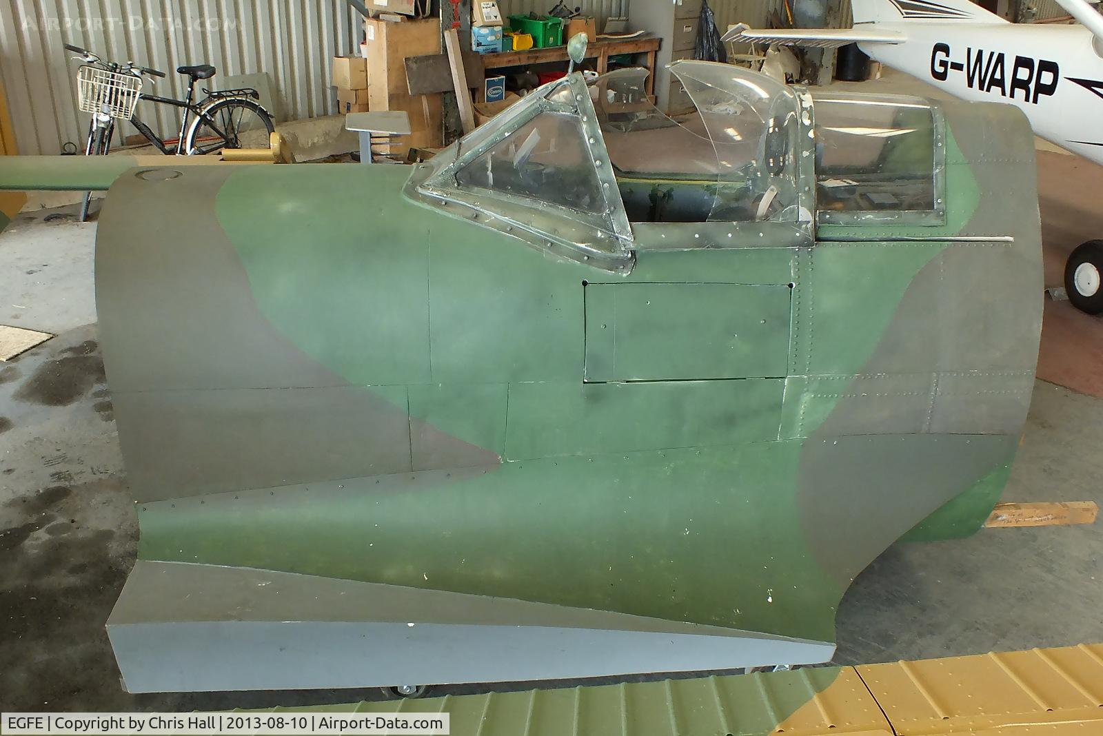 Haverfordwest Aerodrome Airport, Haverfordwest, Wales United Kingdom (EGFE) - replica Spitfire cockpit in the hangar at Haverfordwest
