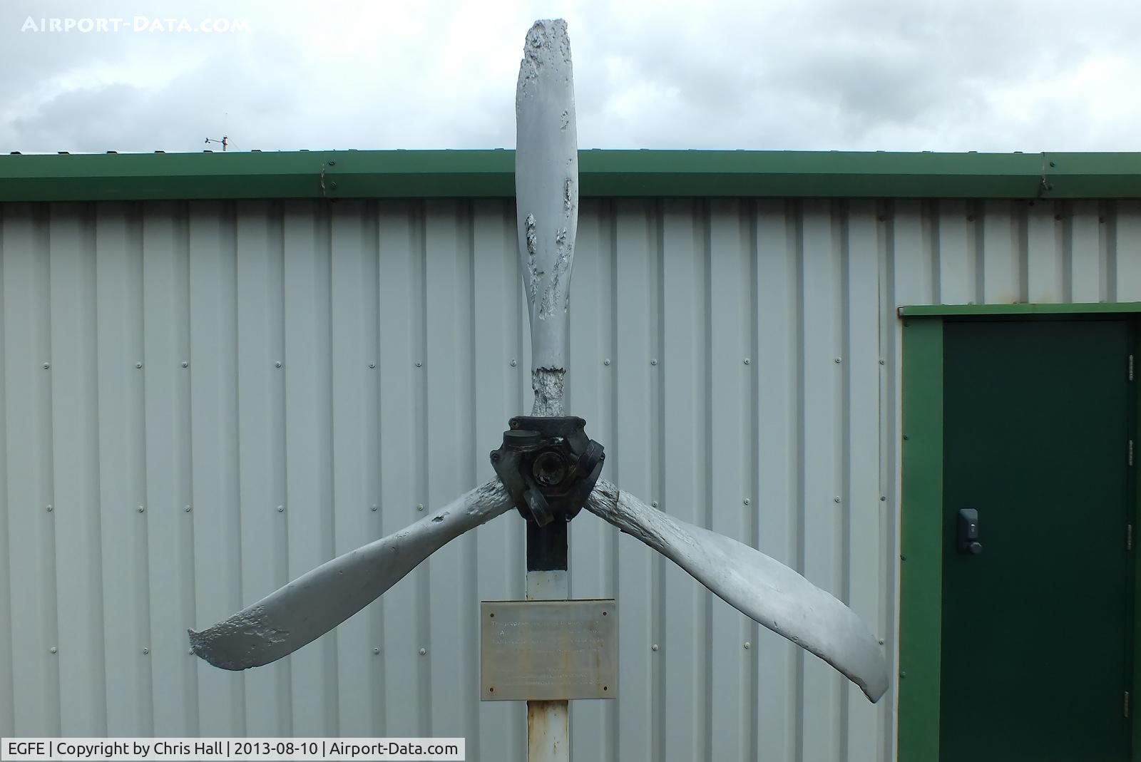 Haverfordwest Aerodrome Airport, Haverfordwest, Wales United Kingdom (EGFE) - prop belived to be from Westland Lysander V9444 which ditched into the sea on 6th November 1942 and recovered by divers in 1973