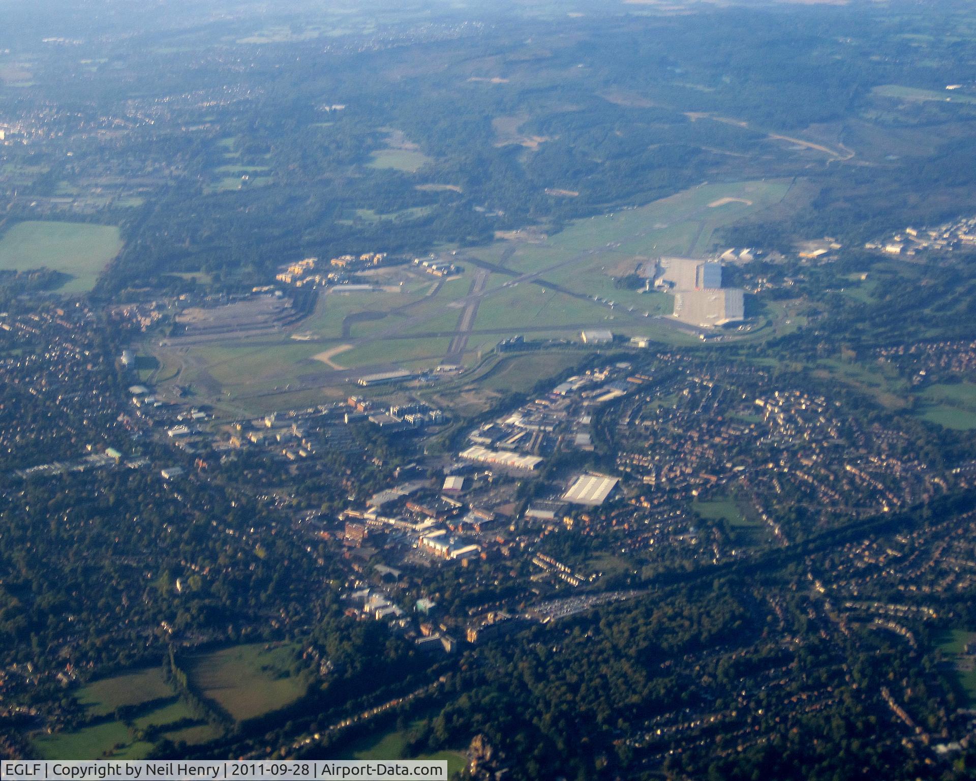 Farnborough Airfield Airport, Farnborough, England United Kingdom (EGLF) - taken 28 Sept 2011 about 08:00 hours from a flight on approach to London Heathrow