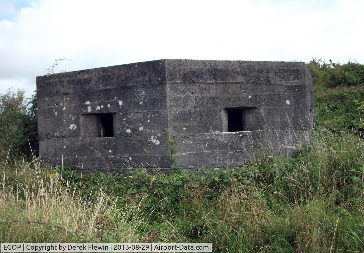 EGOP Airport - Type 22 Pillbox installed on the approach to the runway 22 threshold.