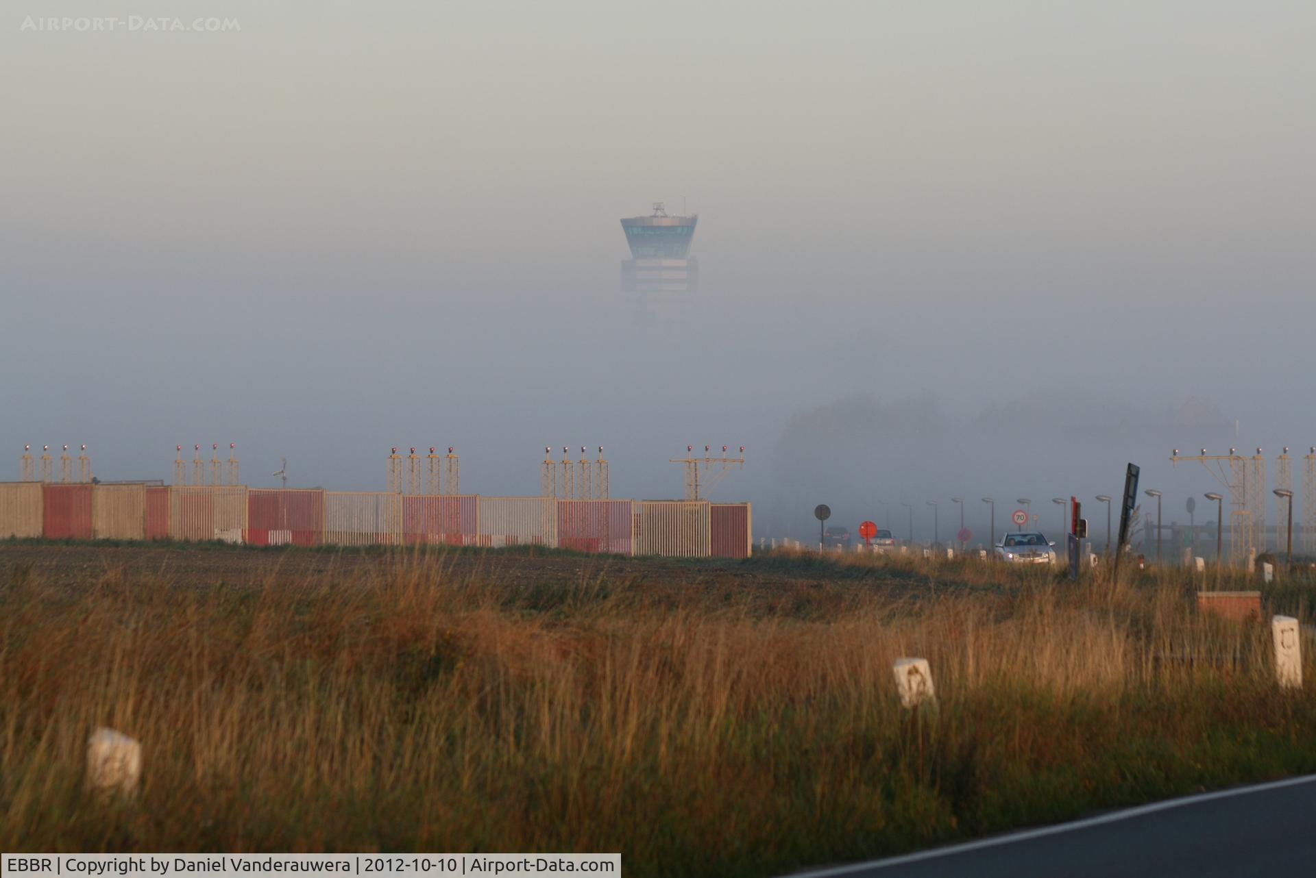 Brussels Airport, Brussels / Zaventem   Belgium (EBBR) - Morning mist (Control Tower seen from RWY 25L)