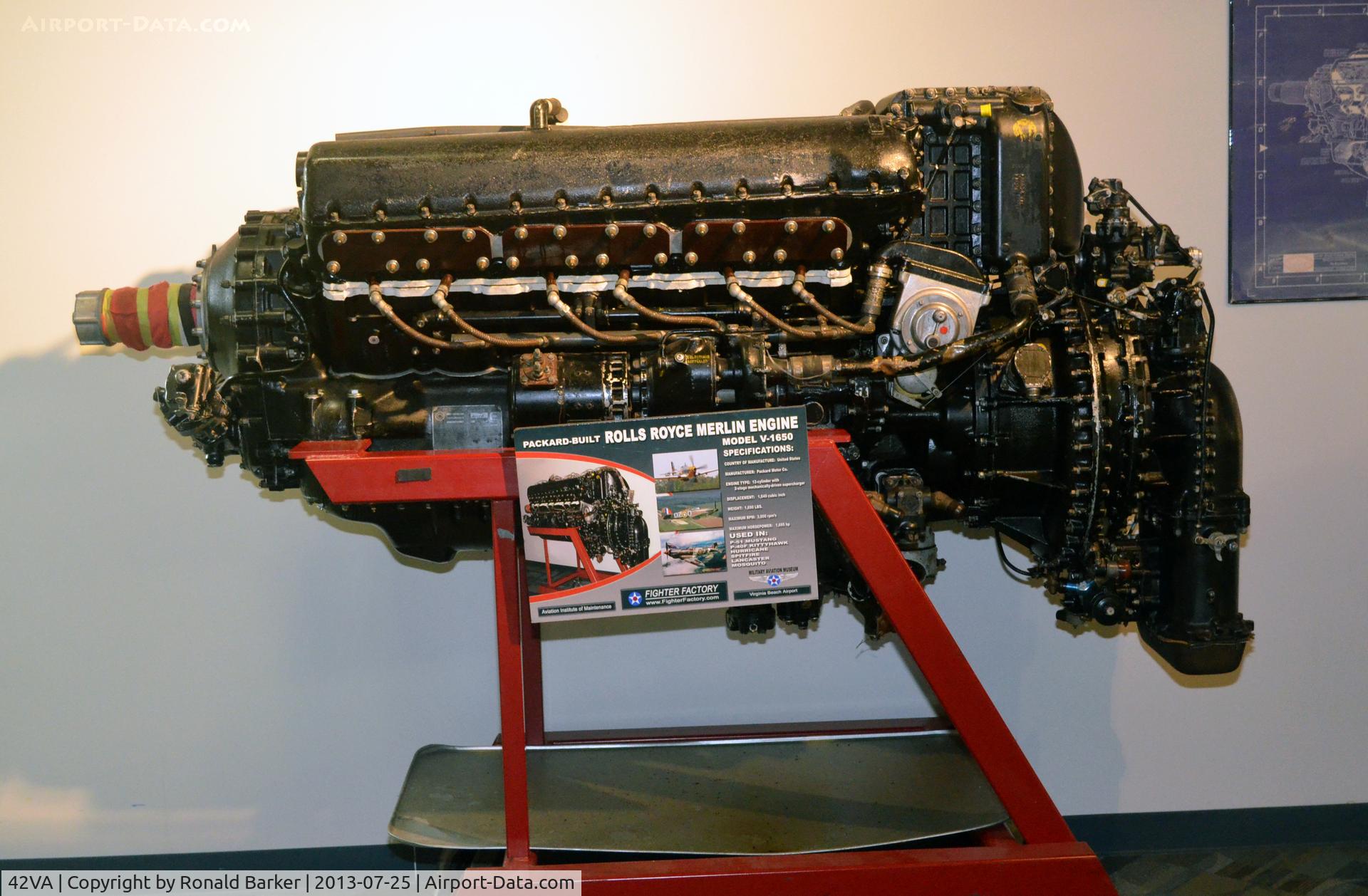 Virginia Beach Airport (42VA) - Rolls Royce Merlin V-1650 engine, Military Aviation Museum, Pungo, VA
