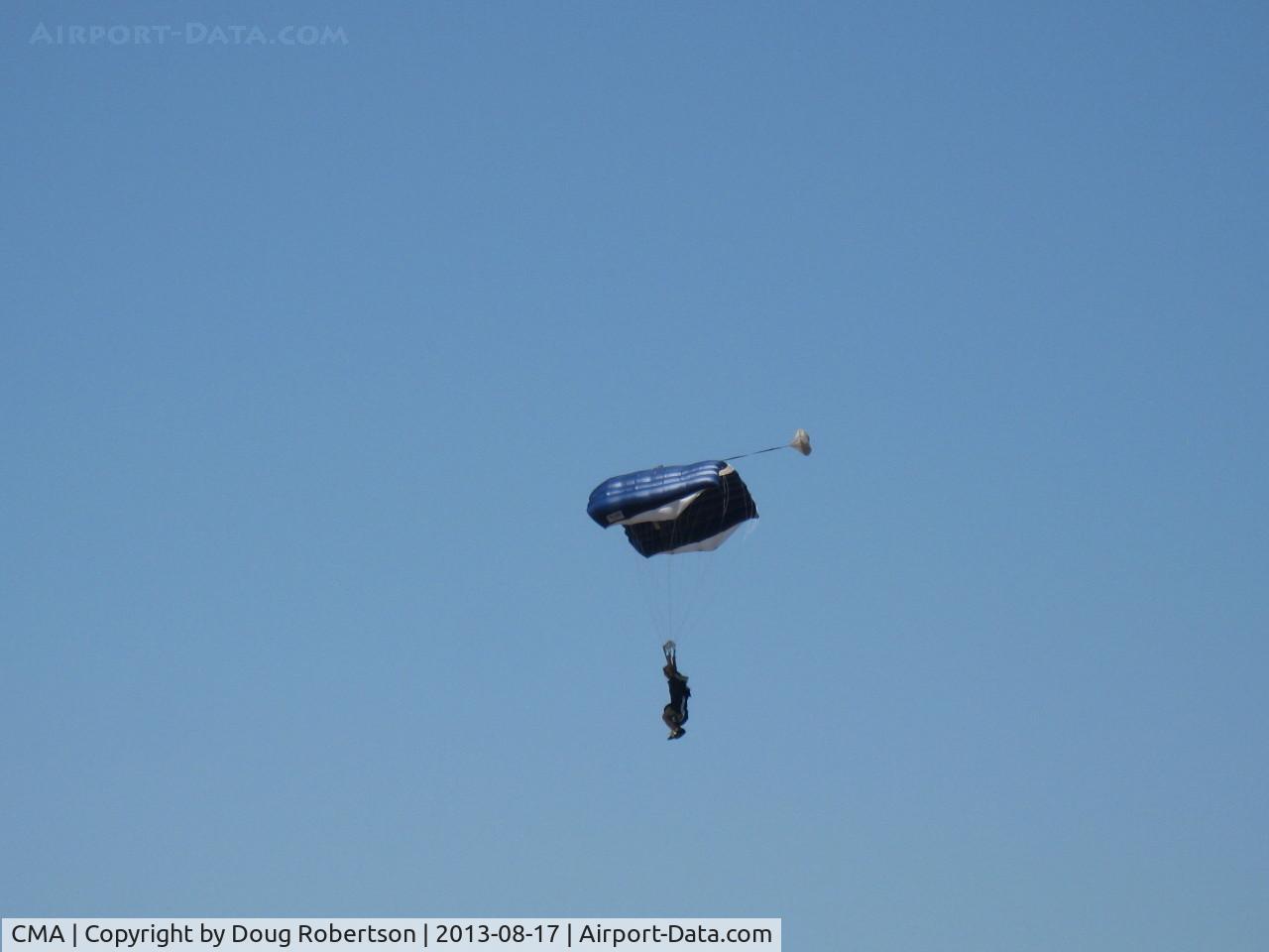 Camarillo Airport (CMA) - Three parachute jumpers opened the Wings Over Camarillo Airshow 2013-this is one of them near landing.
