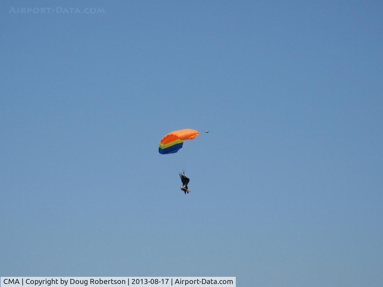Camarillo Airport (CMA) - Three parachute jumpers opened the Wings Over Camarillo Airshow 2013, this is one of them near landing.