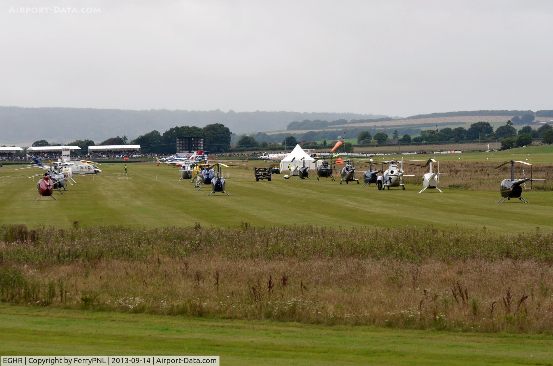 Goodwood Airfield Airport, Chichester, England United Kingdom (EGHR) - Helicopter parking during 2013 Goodwood Revival at Chichester Goodwood Airport, UK