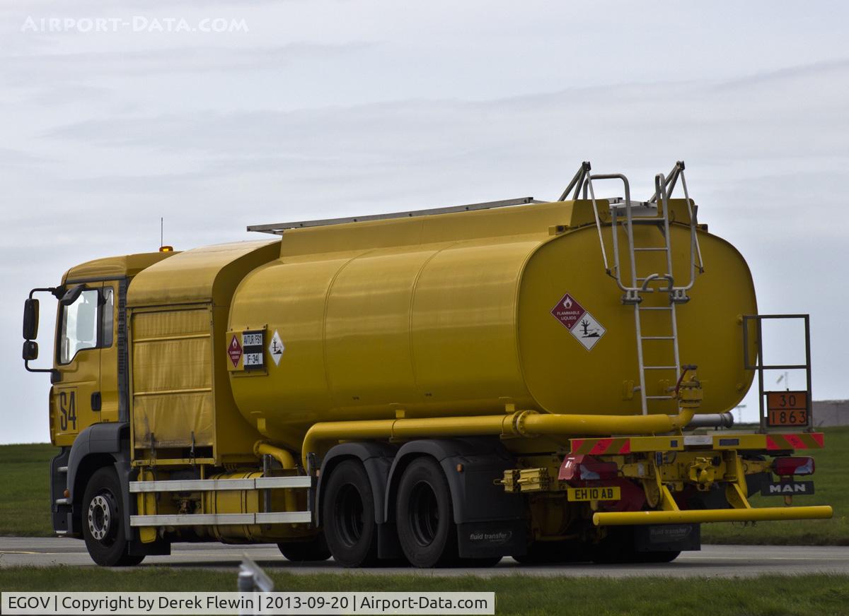 Anglesey Airport (Maes Awyr Môn) or RAF Valley, Anglesey United Kingdom (EGOV) - Fuel bowser S4, one of the many refueling the SAR and SARTU fleets.
