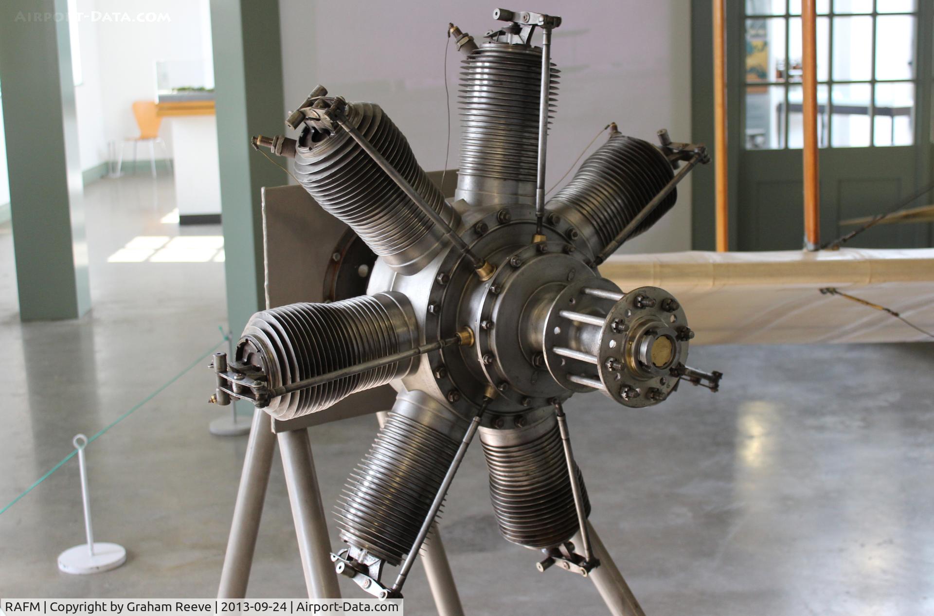 RAFM Airport - Gnome 7 Omega rotary engine of 50hp. Produced from 1909 to 1918. On display at the RAF Museum, Hendon.