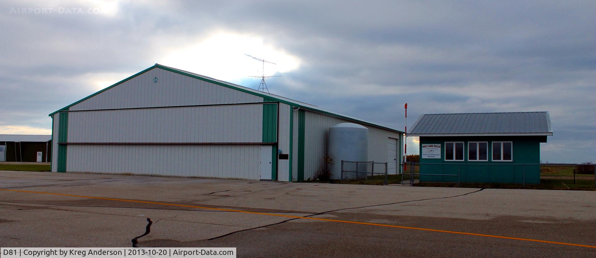 Red Lake Falls Municipal Airport (D81) - A view of the main hangar and arrivals/departures building in Red Lake Falls, MN.