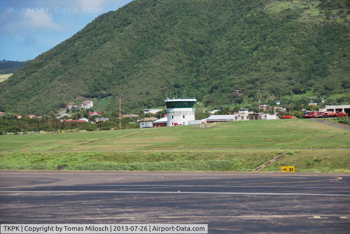 Robert L. Bradshaw International Airport, Basseterre, Saint Kitts Saint Kitts and Nevis (TKPK) - View from the main buliding to the tower