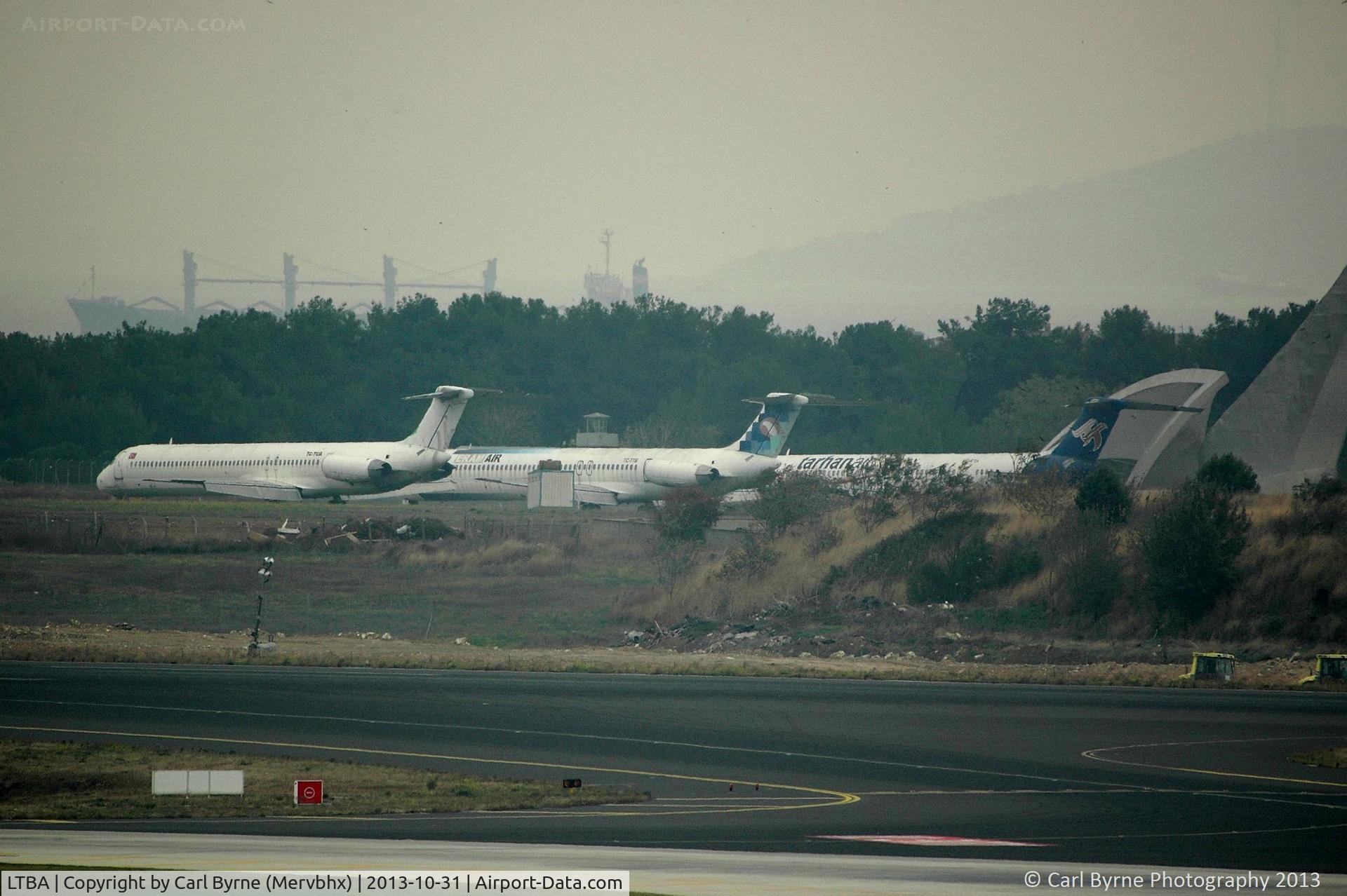 Istanbul Atatürk International Airport, Istanbul Turkey (LTBA) - Three stored MD-82's taken from the Fly Inn Shopping Mall.