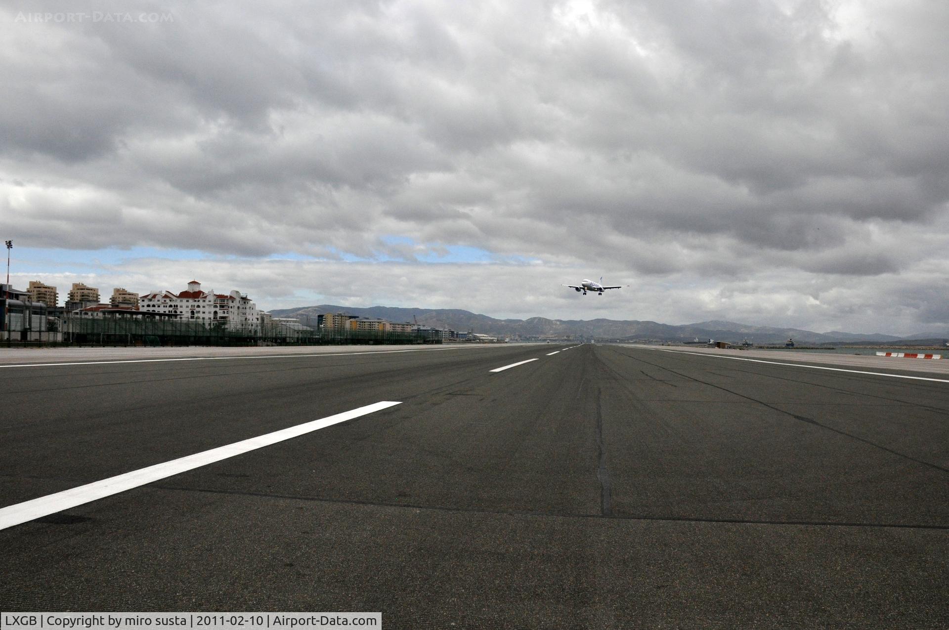 Gibraltar Airport, Gibraltar Gibraltar (LXGB) - Runway of Gibraltar International Airport.