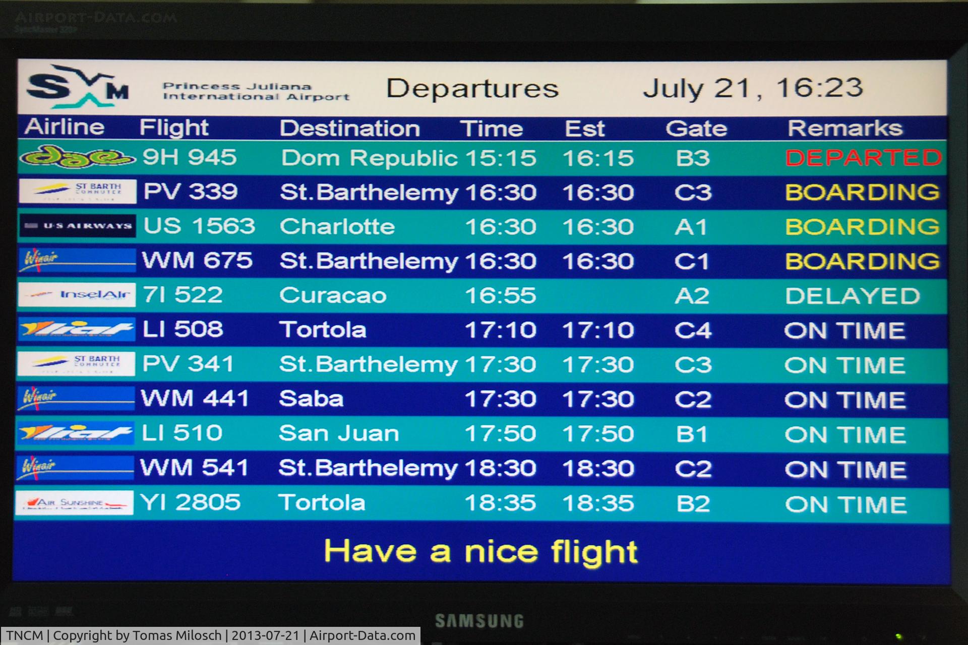 Princess Juliana International Airport, Philipsburg, Sint Maarten Netherlands Antilles (TNCM) - Typical destinations for Sint Maarten's airport