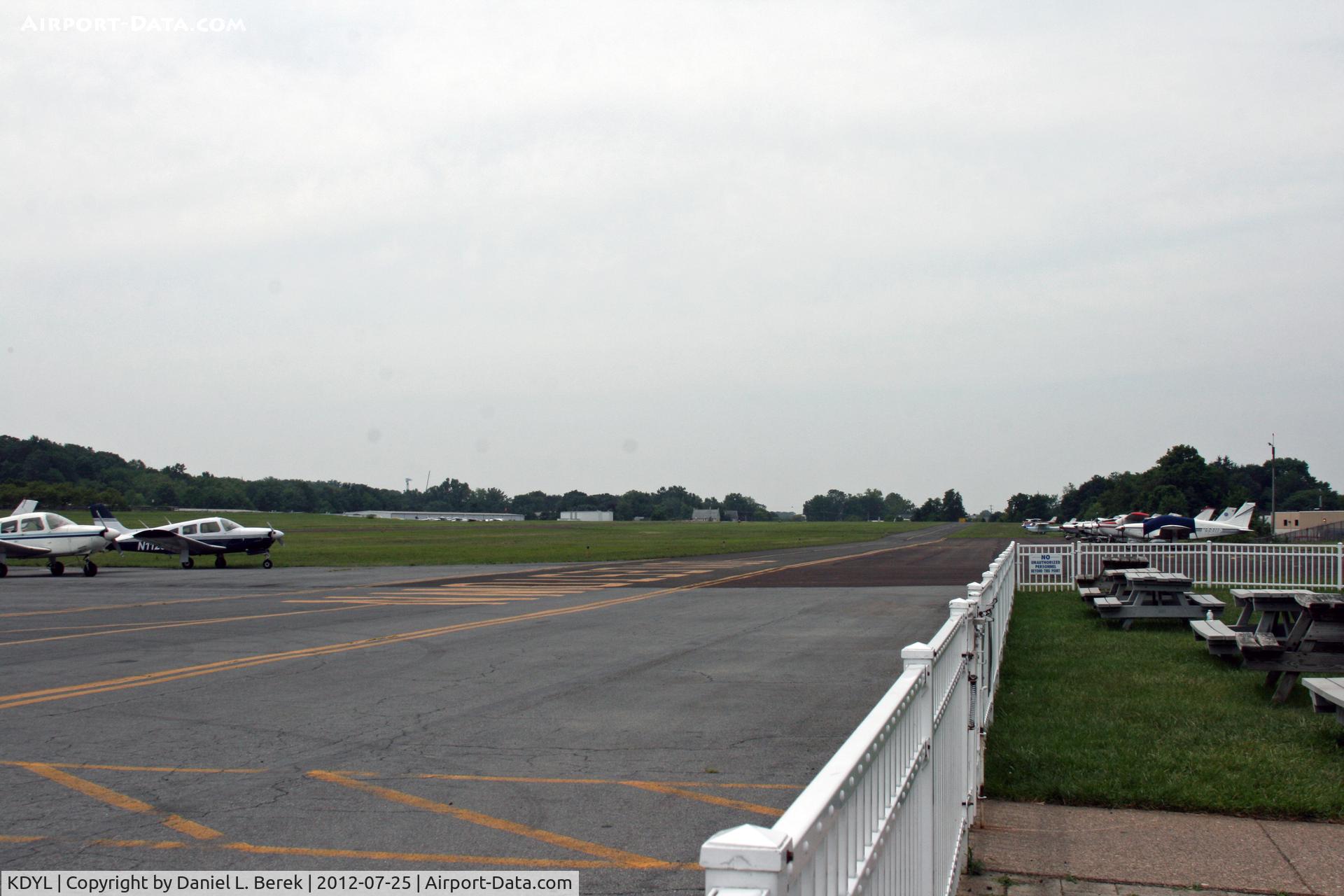 Doylestown Airport (DYL) - The hardstands, as seen from the outdoor eating area, where one can watch airplanes