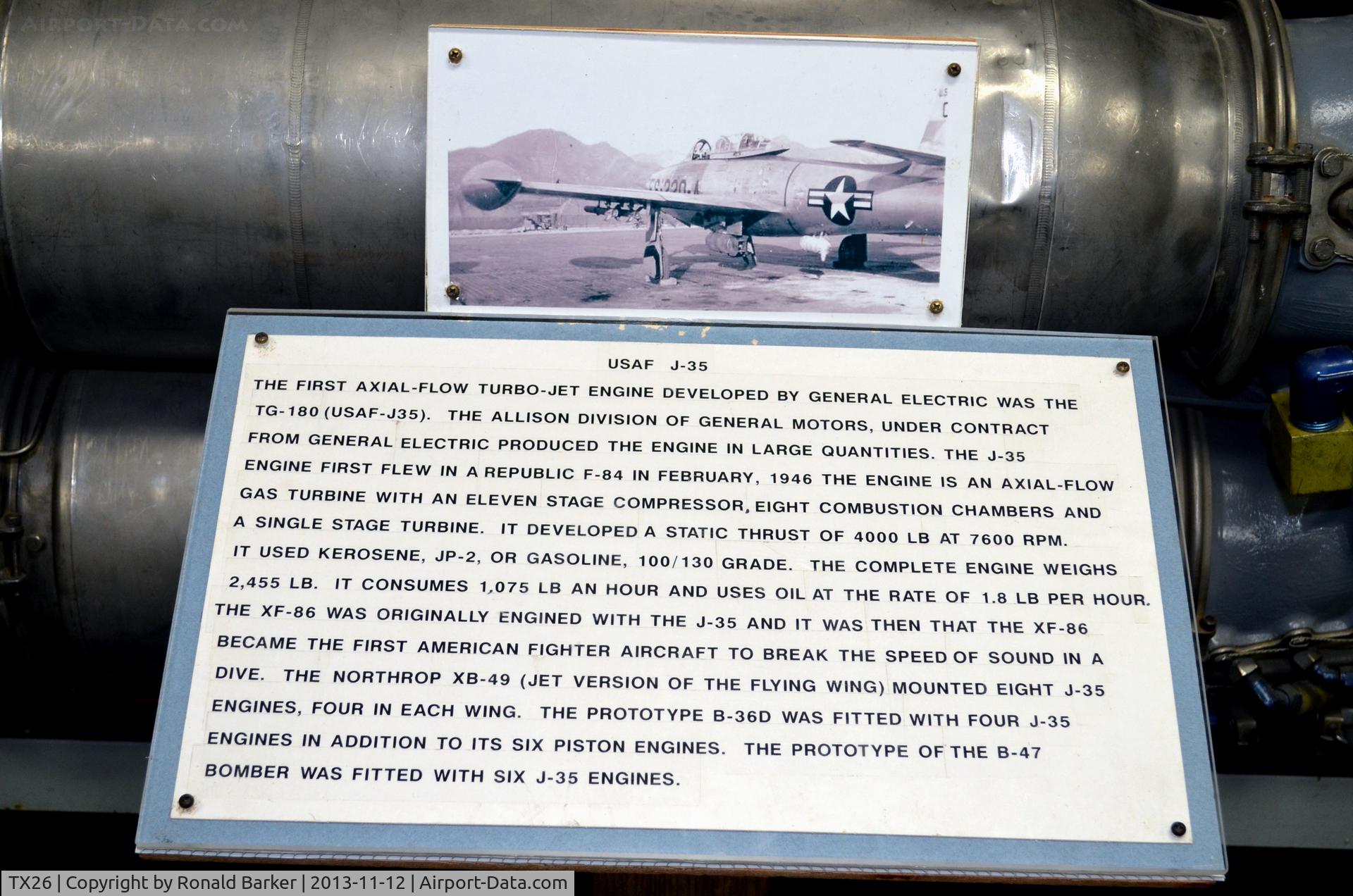 Mabry Ahp /ng/ Heliport (TX26) - J-35 Engine Texas Military Museum, Camp Mabry, TX