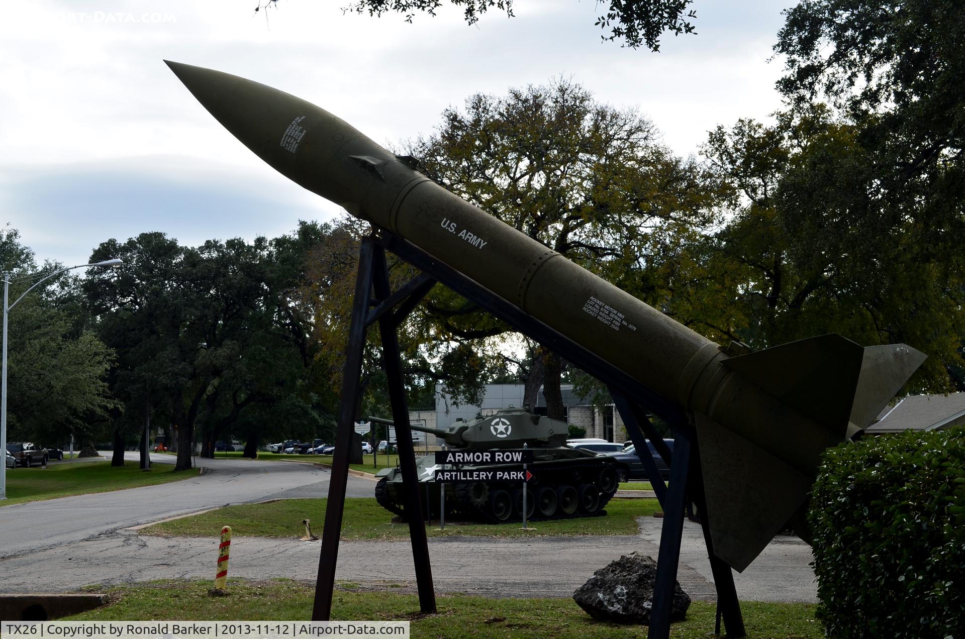 Mabry Ahp /ng/ Heliport (TX26) - Honest John rocket Lot 6758-3179, Texas Military Museum, Camp Mabry, TX
