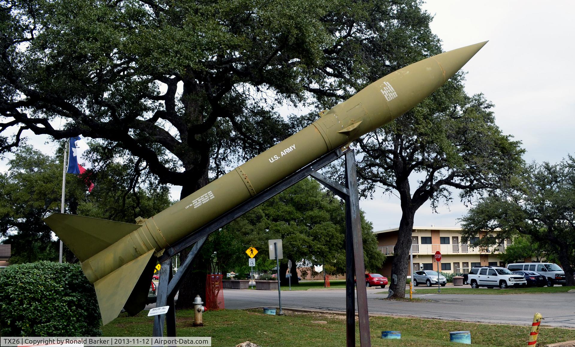Mabry Ahp /ng/ Heliport (TX26) - Honest John Rocket, Lot 6758-3179, Texas Military Museum, Camp Mabry, TX