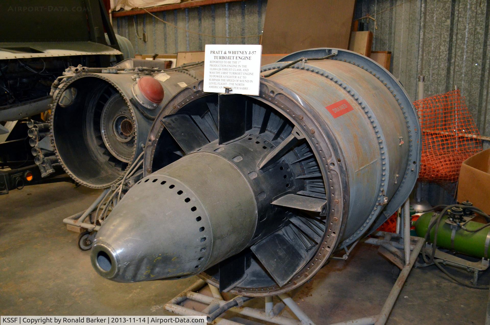 Stinson Municipal Airport (SSF) - Pratt and Whitney J57 engine at the Texas Air Museum