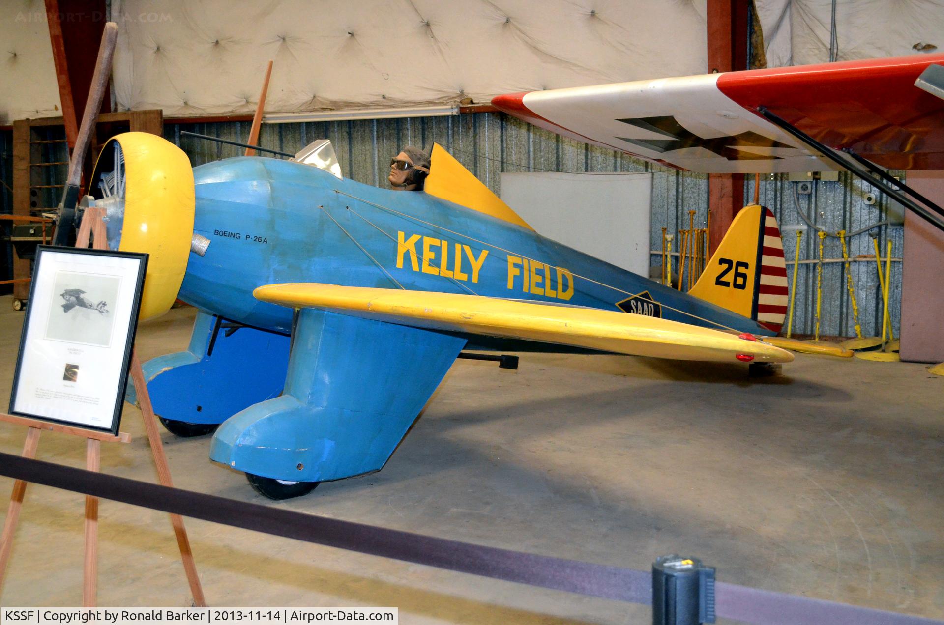 Stinson Municipal Airport (SSF) - Mock up P-26 that was used for Kelly Air Force Base parades on display at the Texas Air Museum