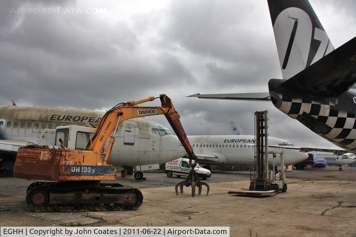 Bournemouth Airport, Bournemouth, England United Kingdom (EGHH) - Scrap area at European - with G-FIGP, G-CEAH and G-GPFI