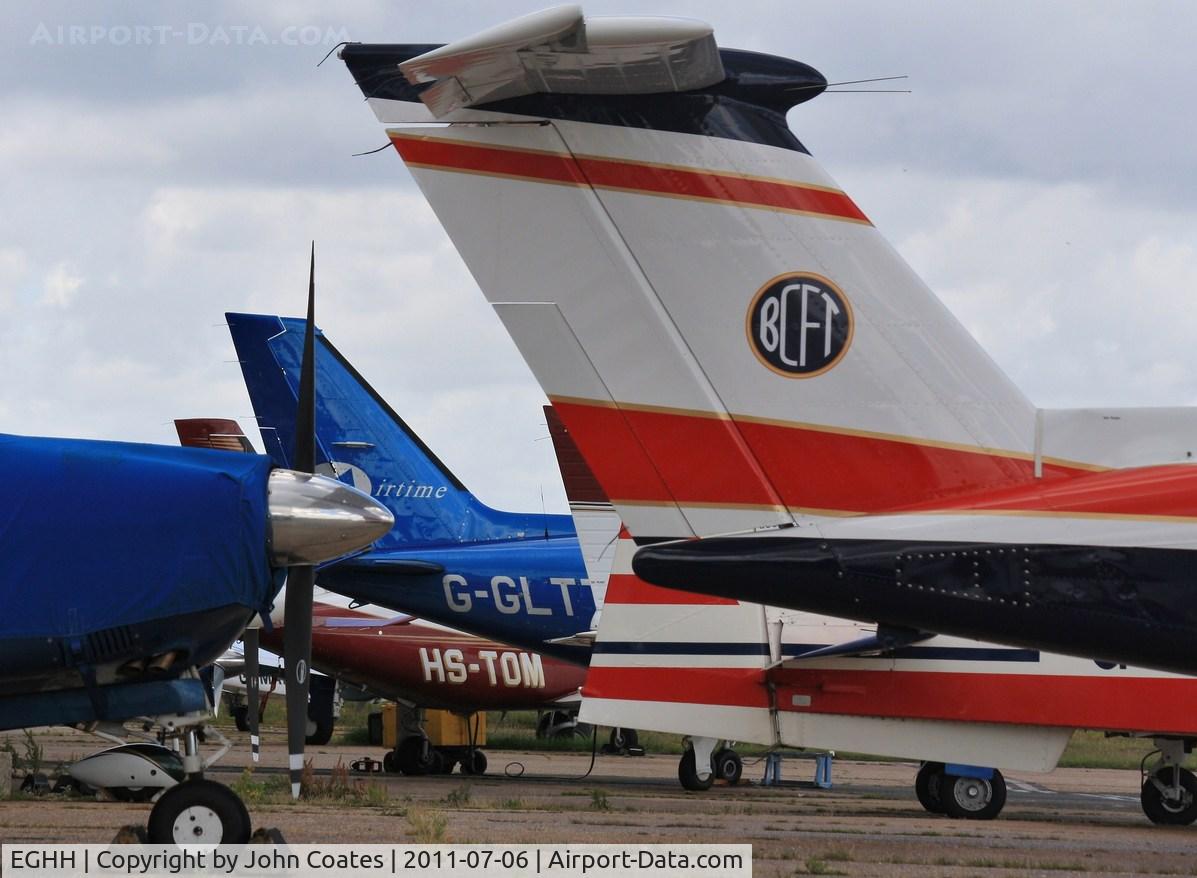 Bournemouth Airport, Bournemouth, England United Kingdom (EGHH) - Packed apron at Airtime North
