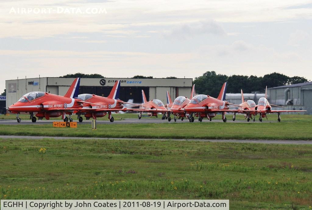 Bournemouth Airport, Bournemouth, England United Kingdom (EGHH) - Reds return after performing at the seafront