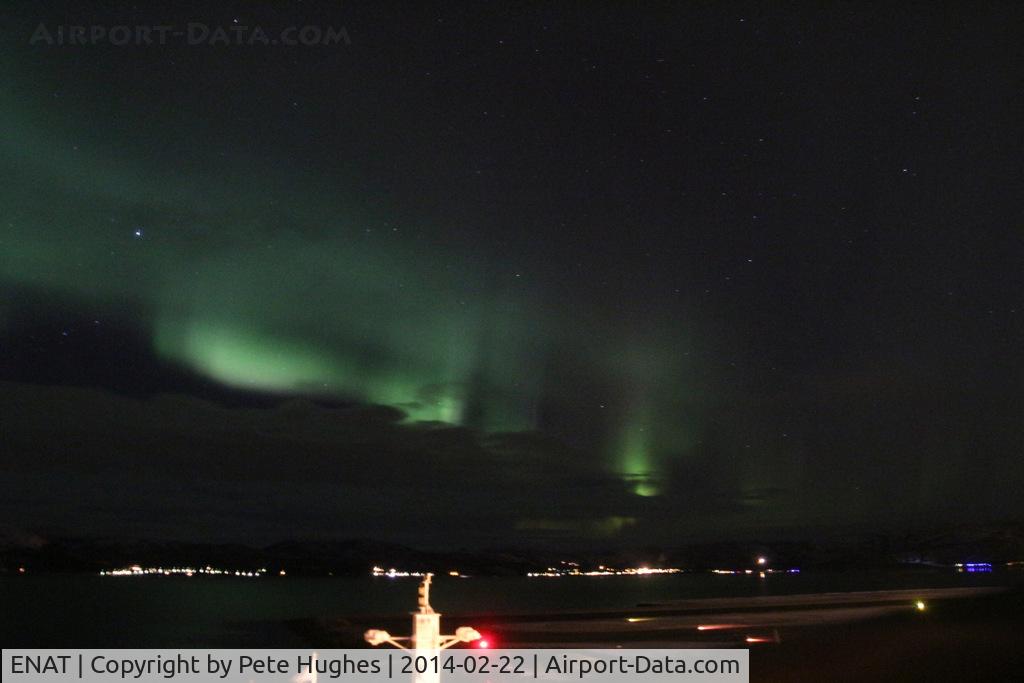 Alta Airport, Alta, Finnmark Norway (ENAT) - The threshold of Alta's runway with a magical Northern Lights display