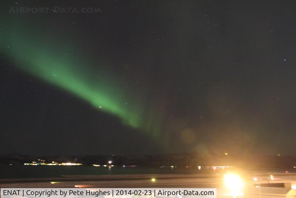 Alta Airport, Alta, Finnmark Norway (ENAT) - The threshold of Alta's runway with a magical Northern Lights display