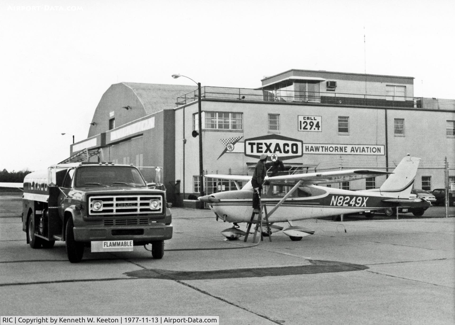 Richmond International Airport (RIC) - RIC, Richmond, Virginia, Hawthorne Aviation
Photo by Kenneth W. Keeton 11-13-1977.