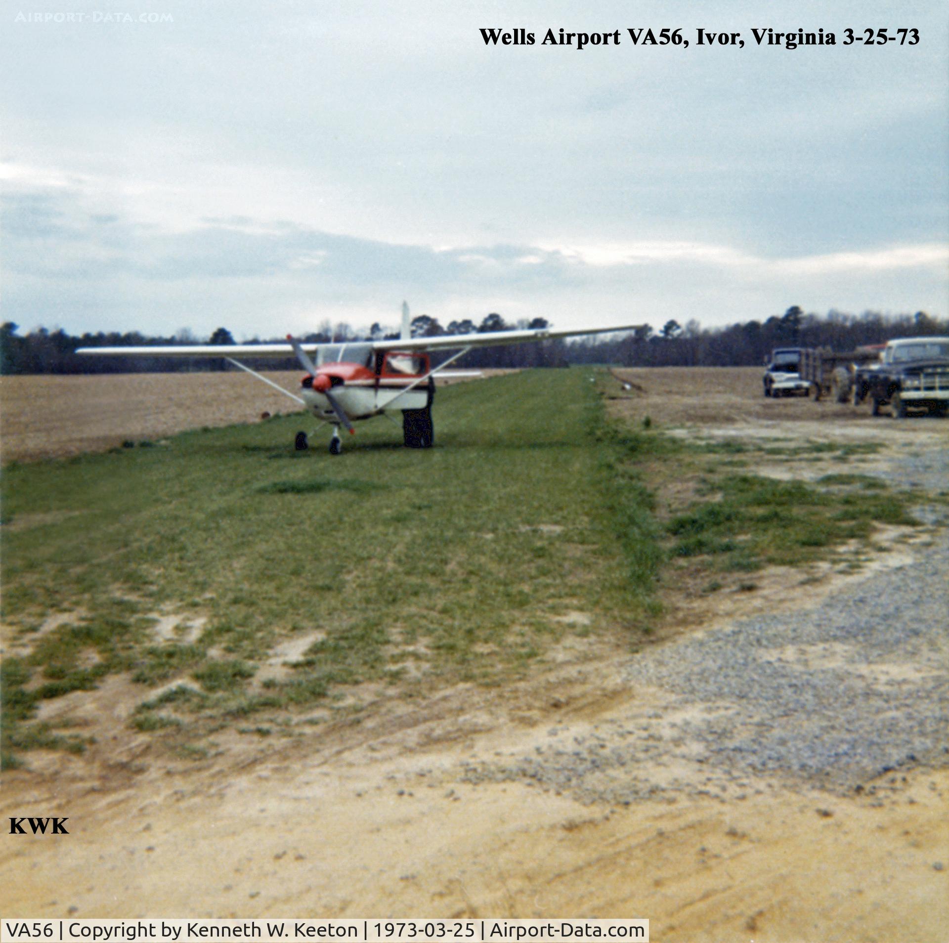 Wells Airport (VA56) - Wells Airport VA56, Ivor, Virginia Photo by Kenneth W. Keeton 3-25-73.