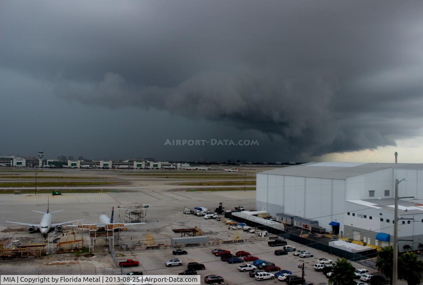 Miami International Airport (MIA) - Looking southwest over MIA, strong storm rolls in off of the ocean over Coral Gables, Westchester and Fountainebleau before hitting MIA