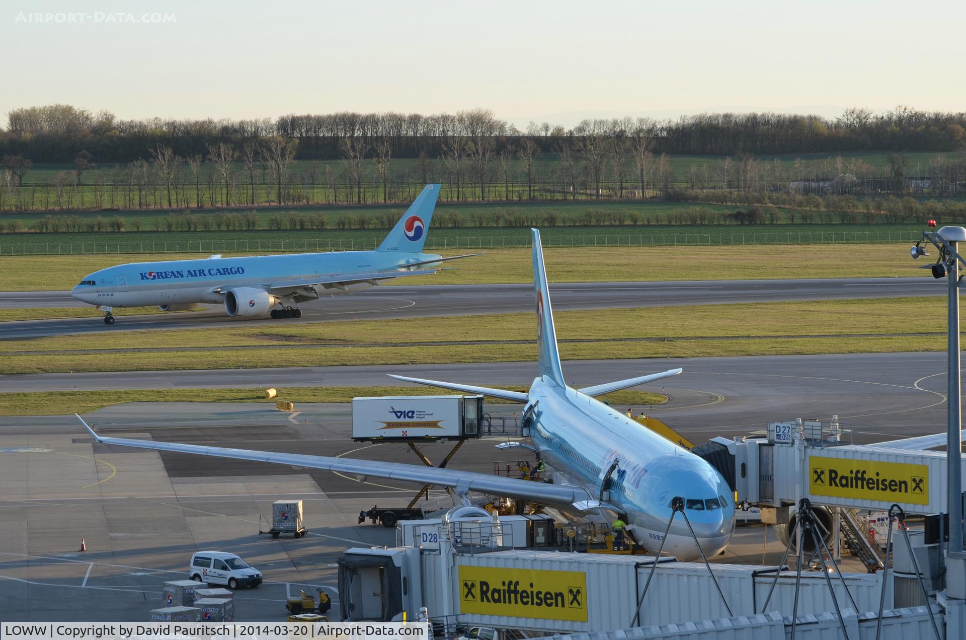 Vienna International Airport, Vienna Austria (LOWW) - Two Korean Air airplanes in one picture!